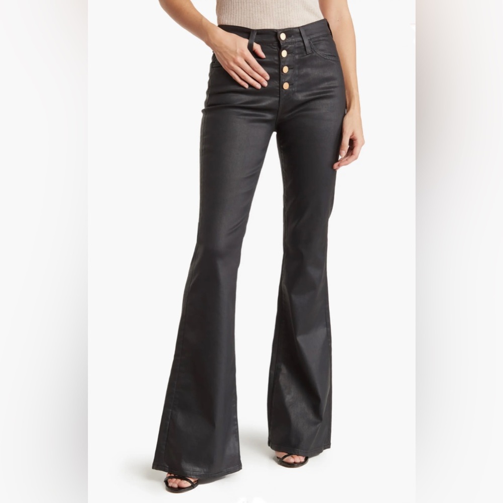 NWT, Quinne High Rise Flare Leg Faux Leather Pants, Black, Size 23